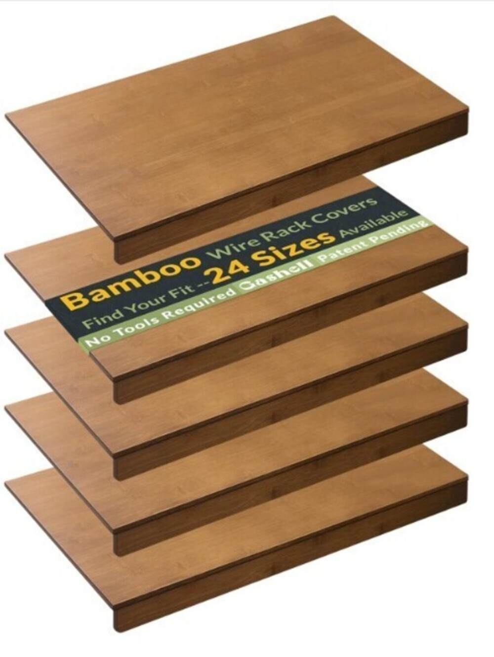 Set of 5 Wire Shelf Covers, Bamboo Wire Rack Covers-24"X16"